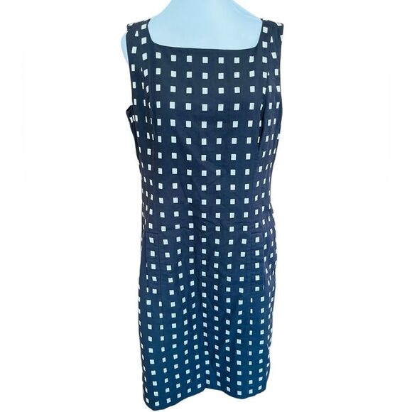Ann Taylor lined sleeveless dark brown/cream square neck dress size 12. - Picture 1 of 6